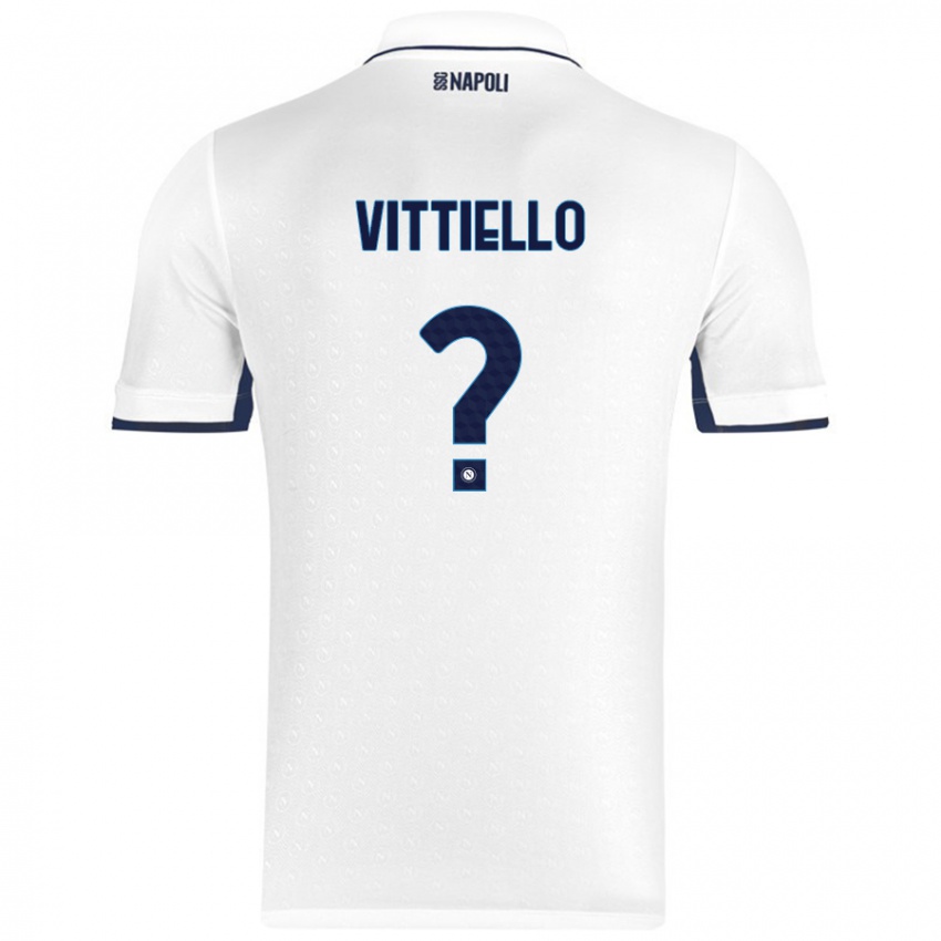 Niño Camiseta Antonio Vittiello #0 Blanco Azul Real 2ª Equipación 2024/25 La Camisa