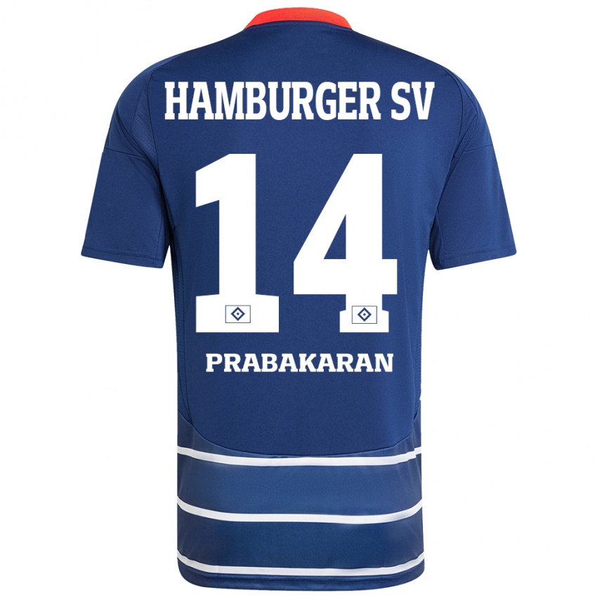 Niño Camiseta Nilavan Prabakaran #14 Azul Oscuro 2ª Equipación 2024/25 La Camisa