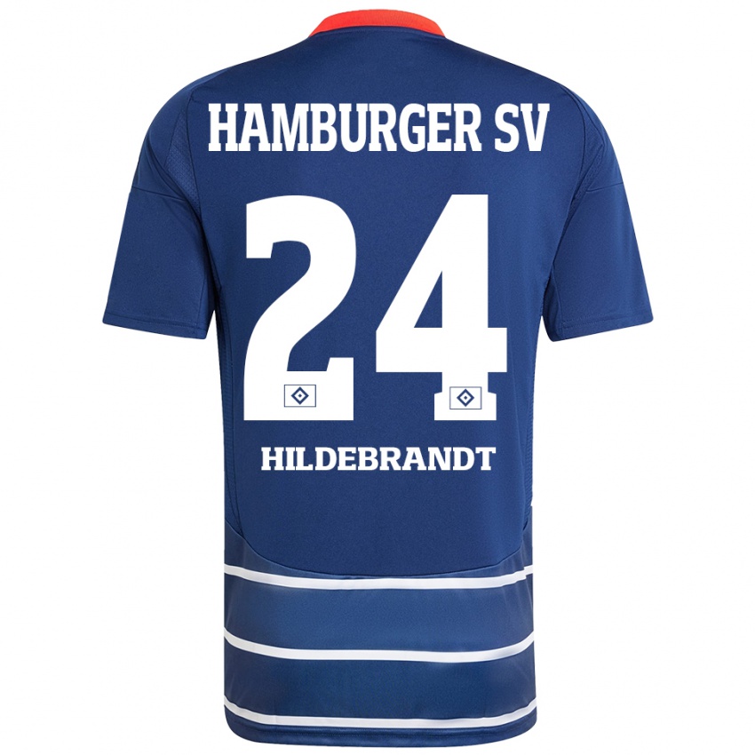 Niño Camiseta Tjark Hildebrandt #24 Azul Oscuro 2ª Equipación 2024/25 La Camisa