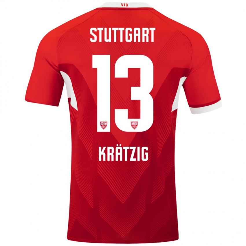 Niño Camiseta Frans Krätzig #13 Rojo Blanco 2ª Equipación 2024/25 La Camisa