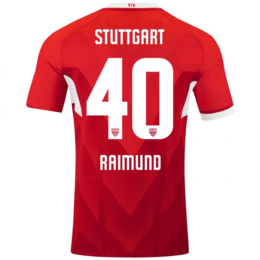 Niño Camiseta Luca Raimund #40 Rojo Blanco 2ª Equipación 2024/25 La Camisa