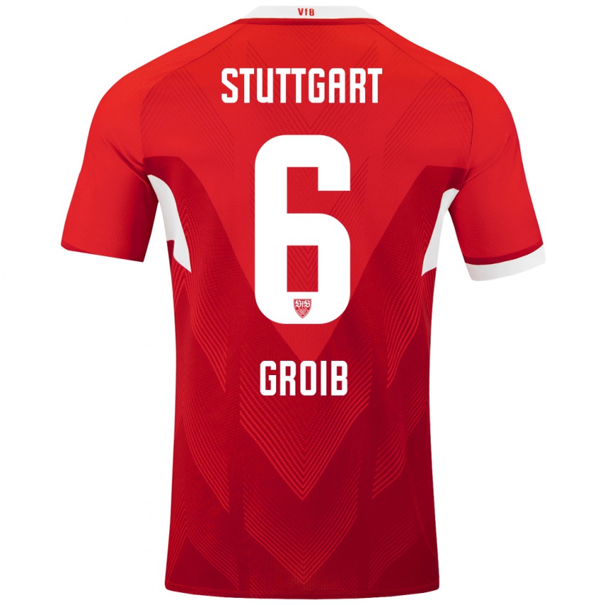 Niño Camiseta Alexander Groiß #6 Rojo Blanco 2ª Equipación 2024/25 La Camisa