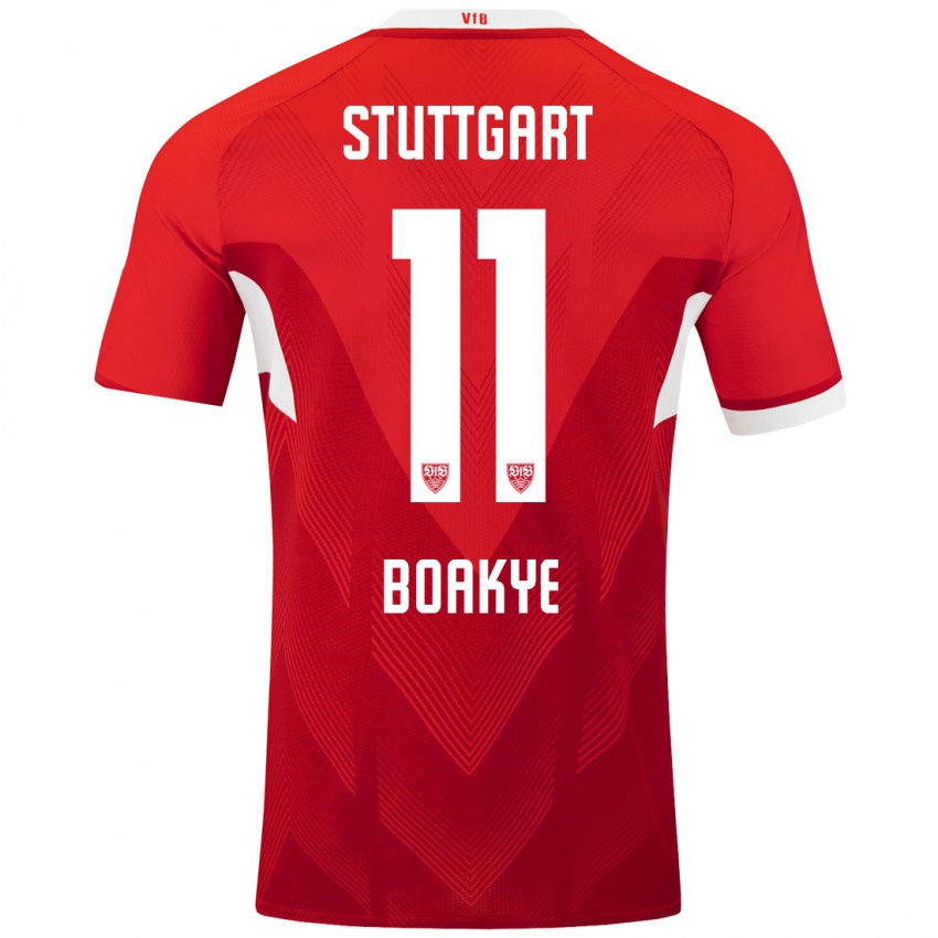 Niño Camiseta Benjamin Boakye #11 Rojo Blanco 2ª Equipación 2024/25 La Camisa