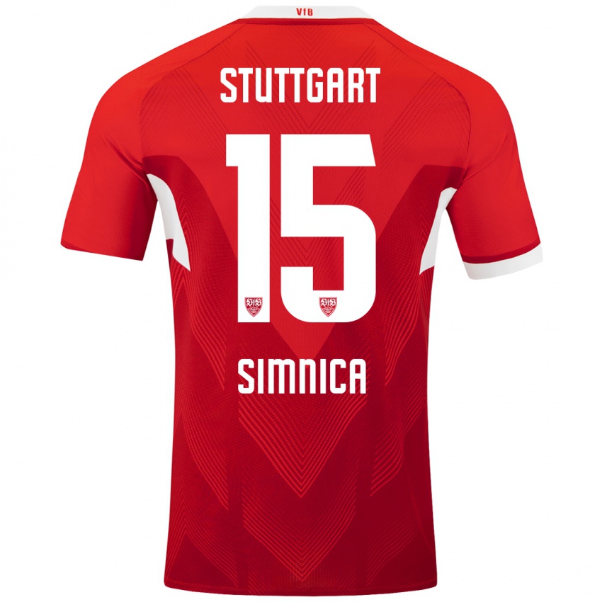 Niño Camiseta Luan Simnica #15 Rojo Blanco 2ª Equipación 2024/25 La Camisa