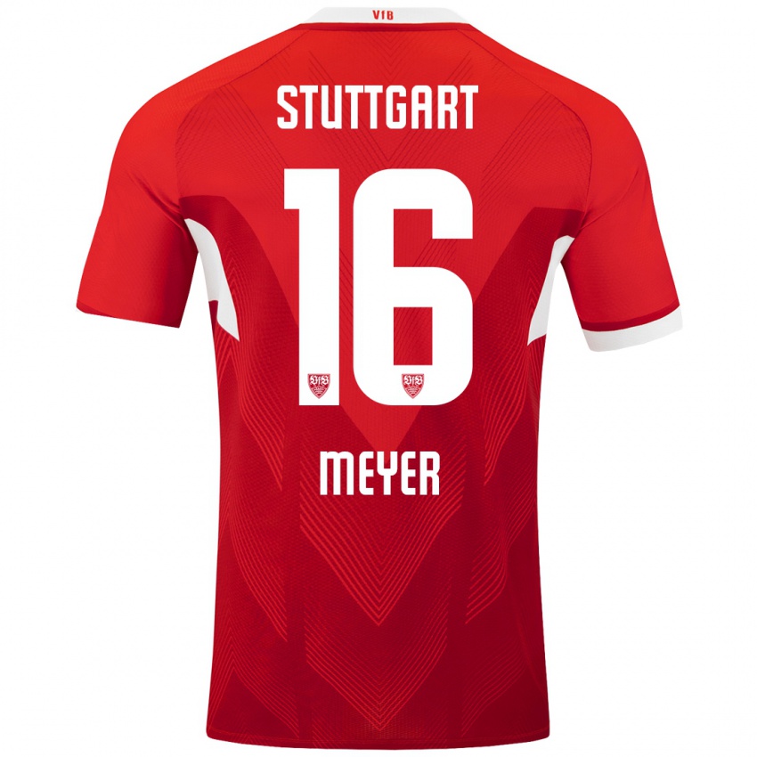 Niño Camiseta Jordan Meyer #16 Rojo Blanco 2ª Equipación 2024/25 La Camisa