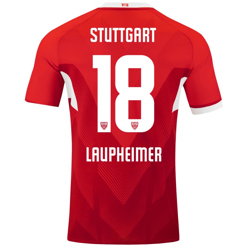 Niño Camiseta Lukas Laupheimer #18 Rojo Blanco 2ª Equipación 2024/25 La Camisa