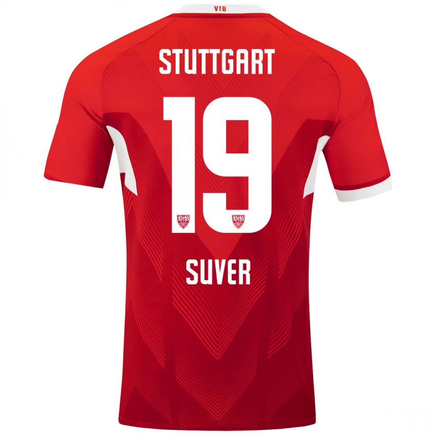 Niño Camiseta Jakov Suver #19 Rojo Blanco 2ª Equipación 2024/25 La Camisa