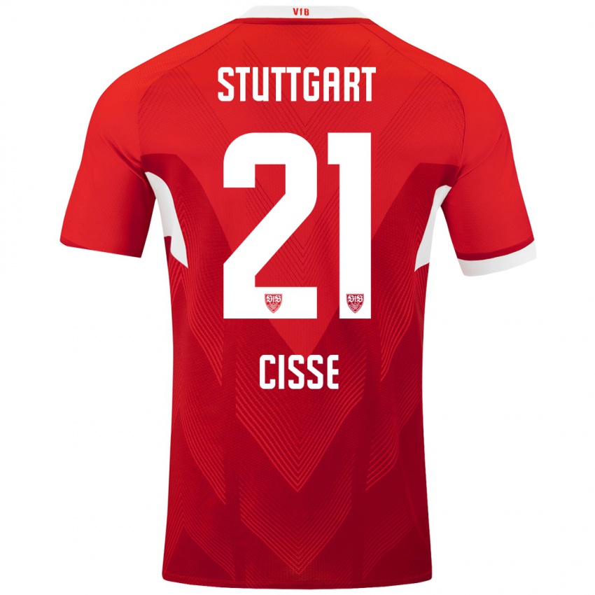 Niño Camiseta Moussa Cissé #21 Rojo Blanco 2ª Equipación 2024/25 La Camisa