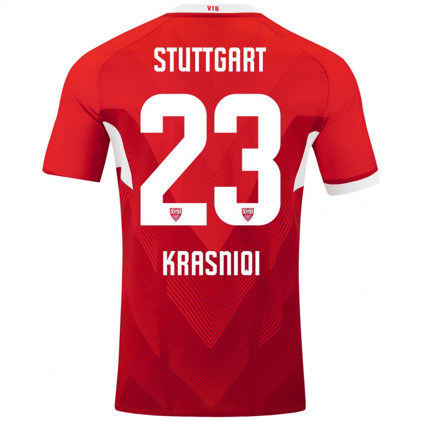 Niño Camiseta Elton Krasniqi #23 Rojo Blanco 2ª Equipación 2024/25 La Camisa