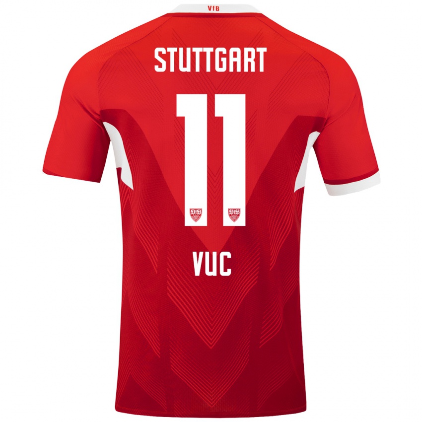 Niño Camiseta Patrick Vuc #11 Rojo Blanco 2ª Equipación 2024/25 La Camisa