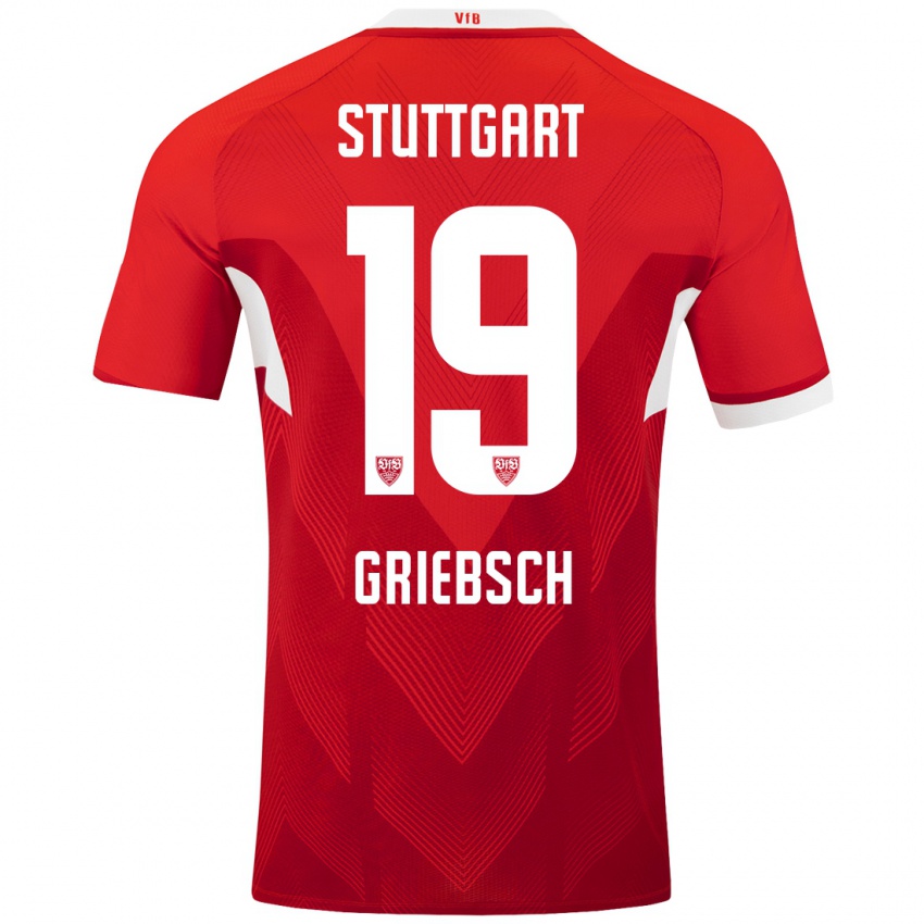 Niño Camiseta Lukas Griebsch #19 Rojo Blanco 2ª Equipación 2024/25 La Camisa