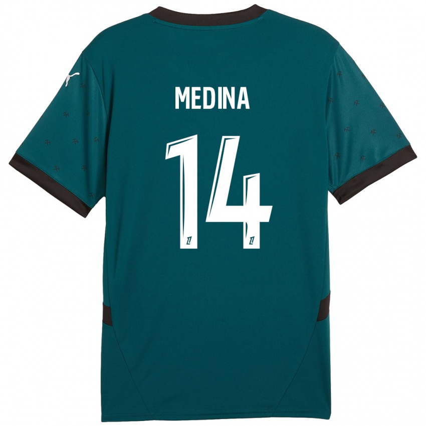 Niño Camiseta Facundo Medina #14 Verde Oscuro 2ª Equipación 2024/25 La Camisa