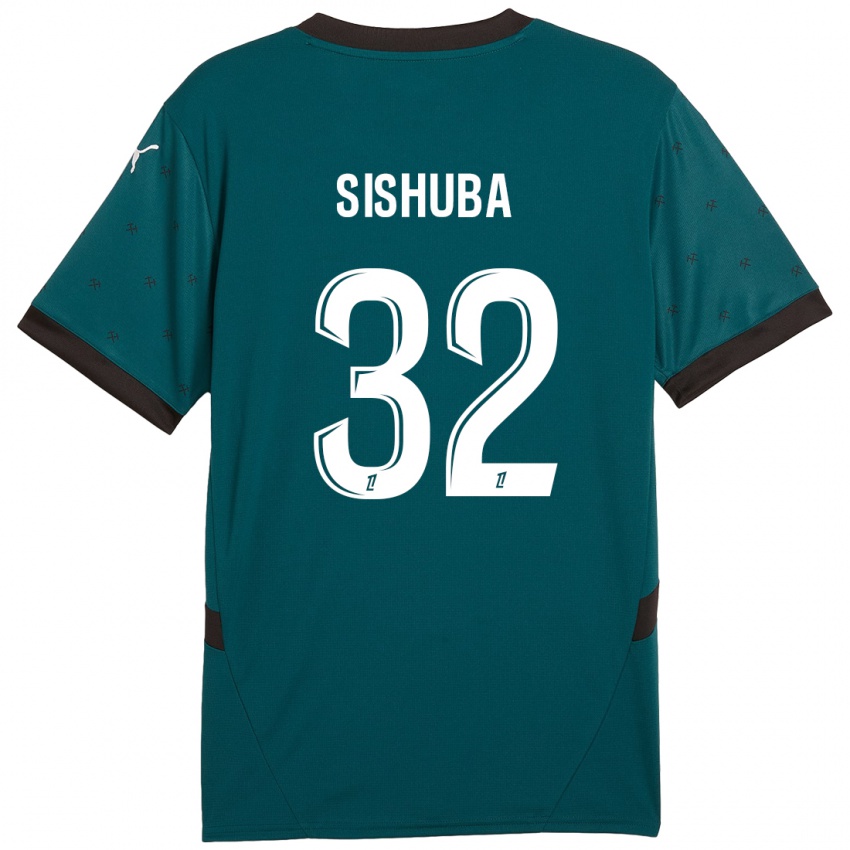 Niño Camiseta Ayanda Sishuba #32 Verde Oscuro 2ª Equipación 2024/25 La Camisa