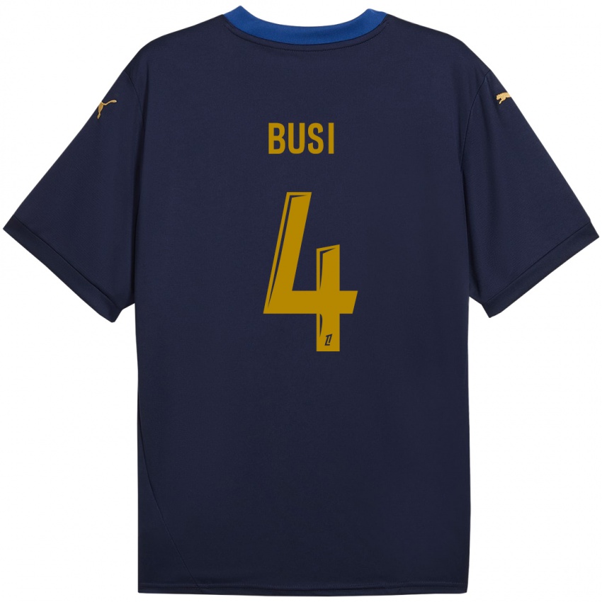 Niño Camiseta Maxime Busi #4 Azul Marino Dorado 2ª Equipación 2024/25 La Camisa