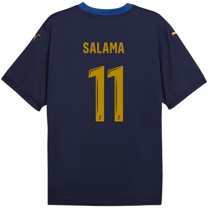 Niño Camiseta Amine Salama #11 Azul Marino Dorado 2ª Equipación 2024/25 La Camisa