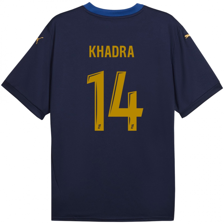 Niño Camiseta Reda Khadra #14 Azul Marino Dorado 2ª Equipación 2024/25 La Camisa