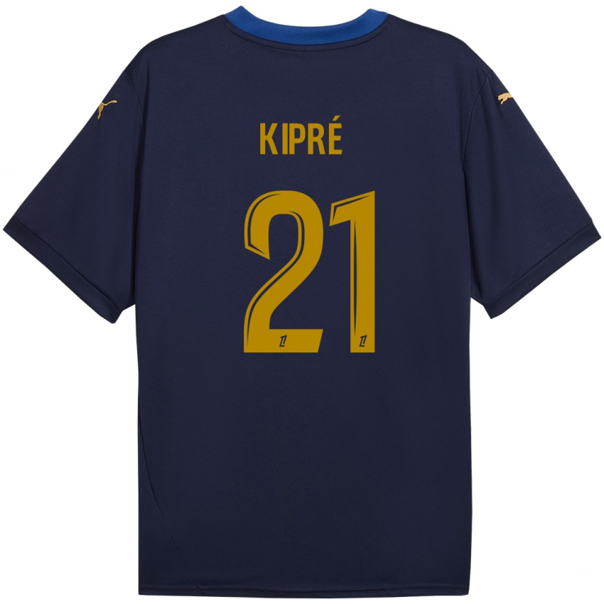 Niño Camiseta Cédric Kipré #21 Azul Marino Dorado 2ª Equipación 2024/25 La Camisa