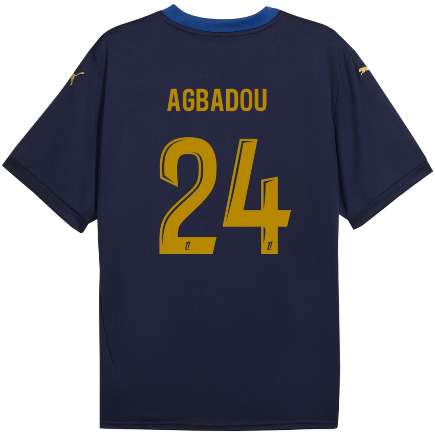 Niño Camiseta Emmanuel Agbadou #24 Azul Marino Dorado 2ª Equipación 2024/25 La Camisa