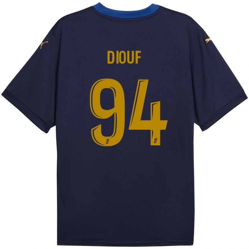 Niño Camiseta Yehvann Diouf #94 Azul Marino Dorado 2ª Equipación 2024/25 La Camisa