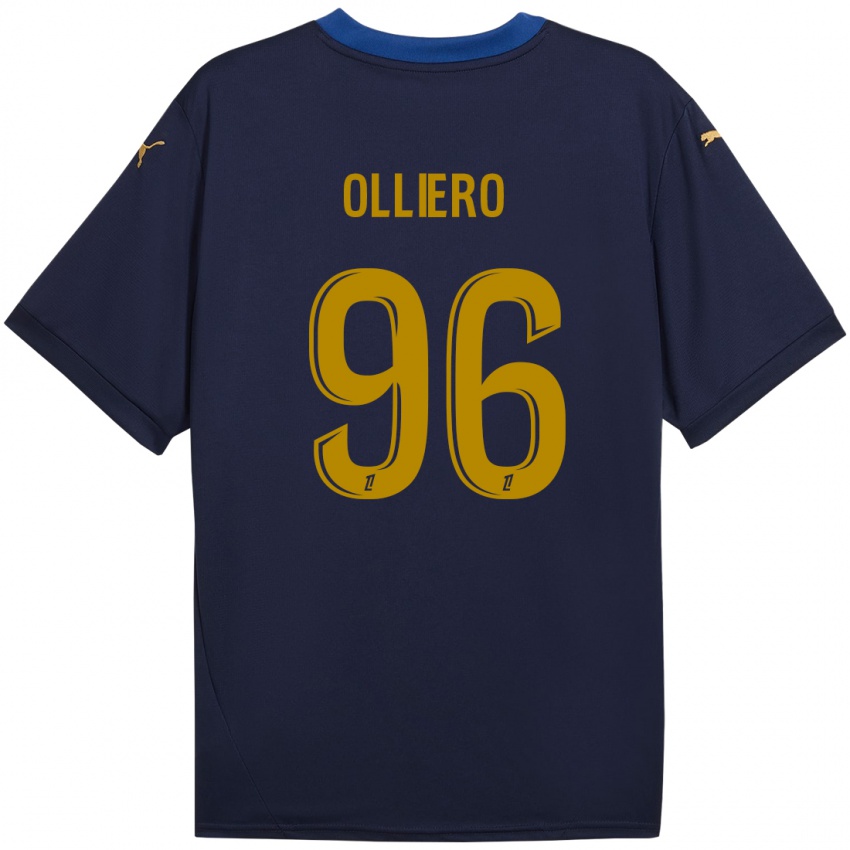 Niño Camiseta Alexandre Olliero #96 Azul Marino Dorado 2ª Equipación 2024/25 La Camisa