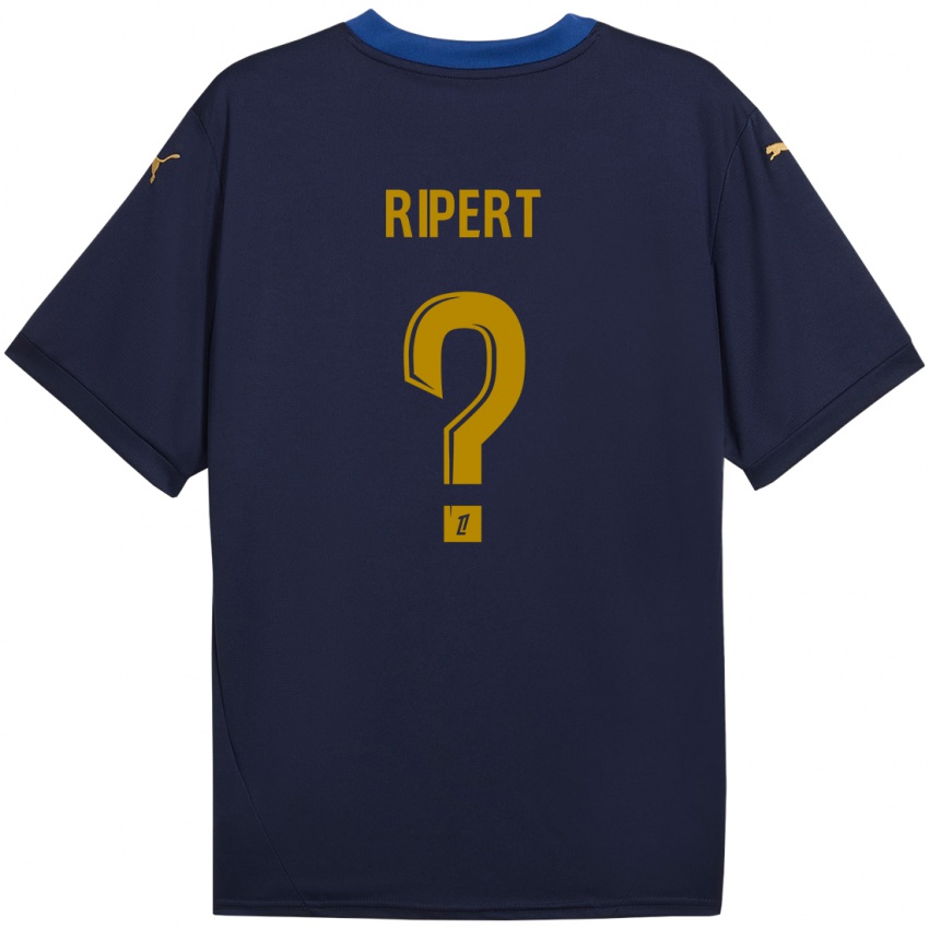 Niño Camiseta Léo Ripert #0 Azul Marino Dorado 2ª Equipación 2024/25 La Camisa