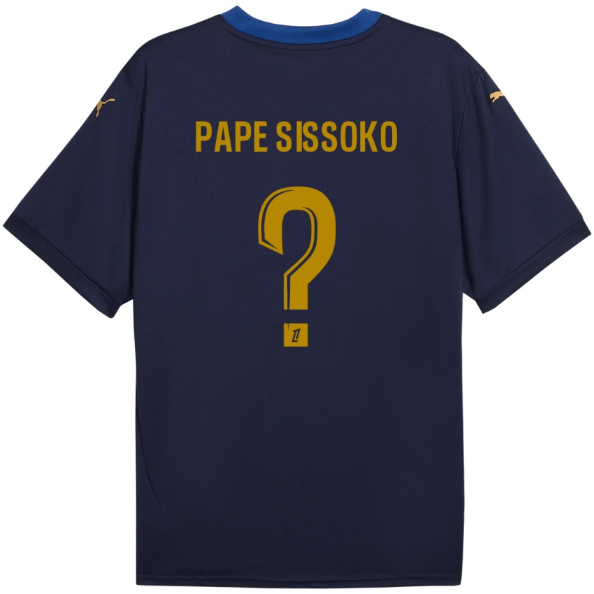 Niño Camiseta Niama Pape Sissoko #0 Azul Marino Dorado 2ª Equipación 2024/25 La Camisa