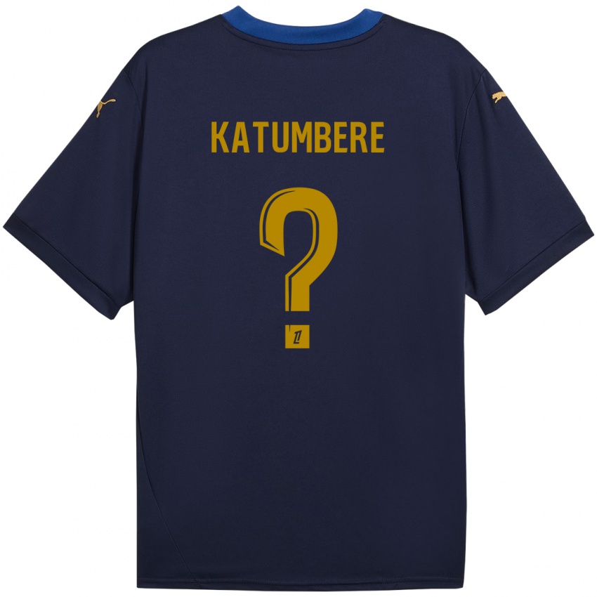 Niño Camiseta Noah Katumbere #0 Azul Marino Dorado 2ª Equipación 2024/25 La Camisa