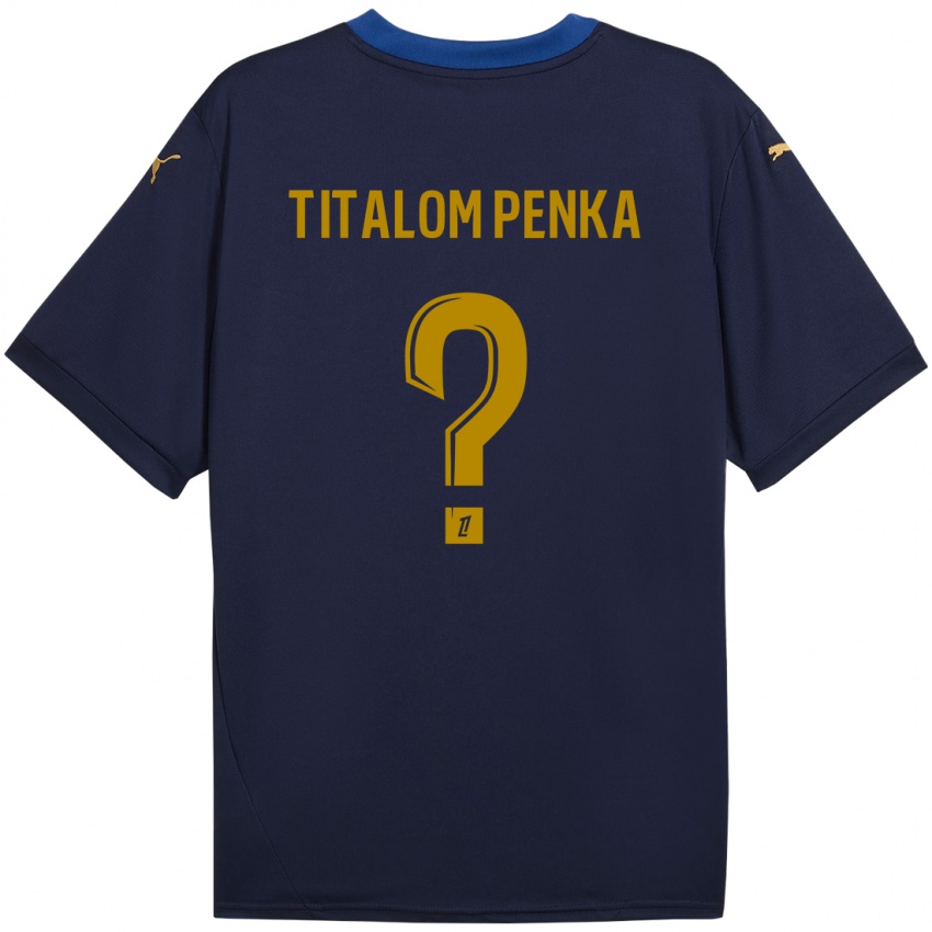 Niño Camiseta Mathéo Titalom Penka #0 Azul Marino Dorado 2ª Equipación 2024/25 La Camisa