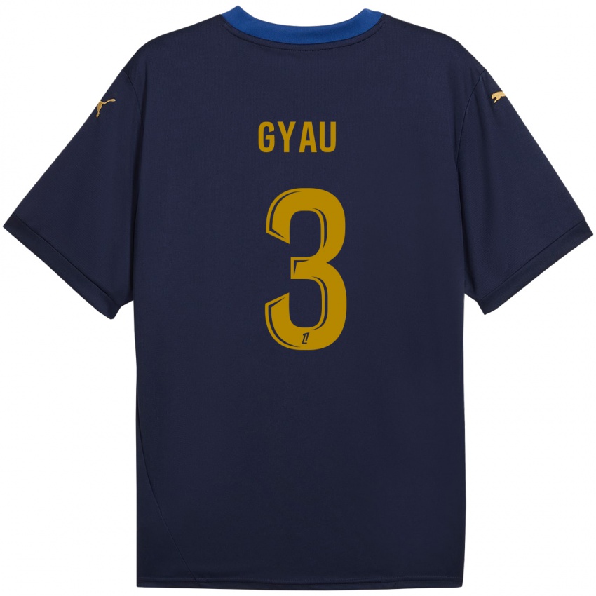 Niño Camiseta Mia Gyau #3 Azul Marino Dorado 2ª Equipación 2024/25 La Camisa