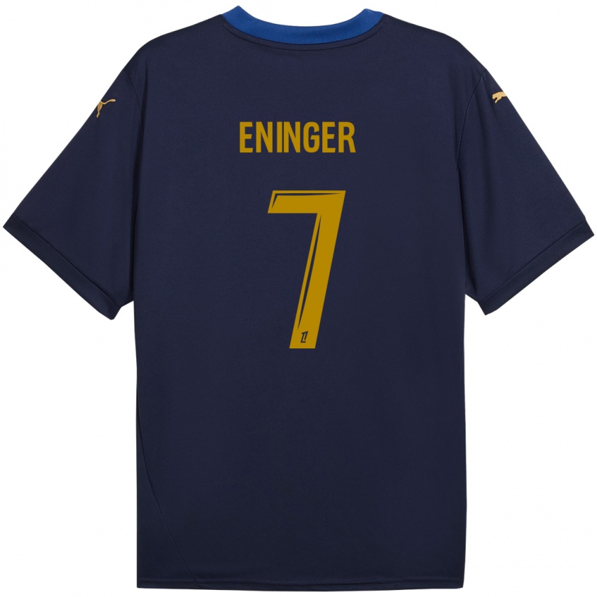 Niño Camiseta Thelma Eninger #7 Azul Marino Dorado 2ª Equipación 2024/25 La Camisa