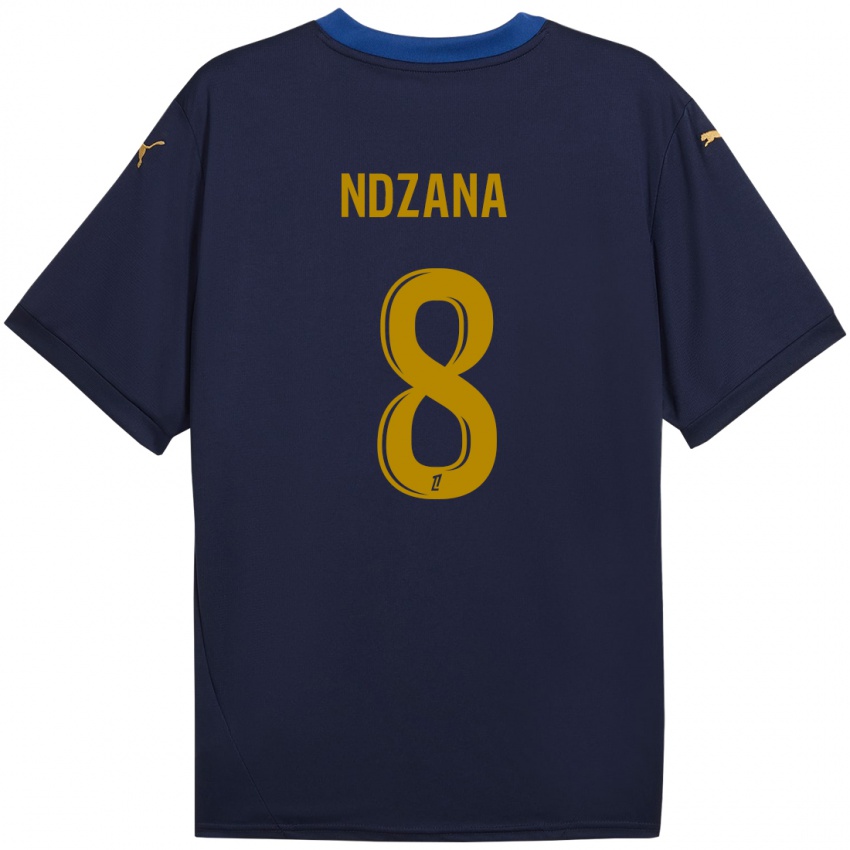 Niño Camiseta Colette Ndzana Fegue #8 Azul Marino Dorado 2ª Equipación 2024/25 La Camisa