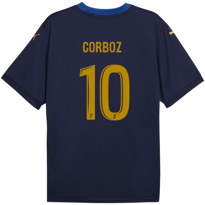 Niño Camiseta Rachel Corboz #10 Azul Marino Dorado 2ª Equipación 2024/25 La Camisa