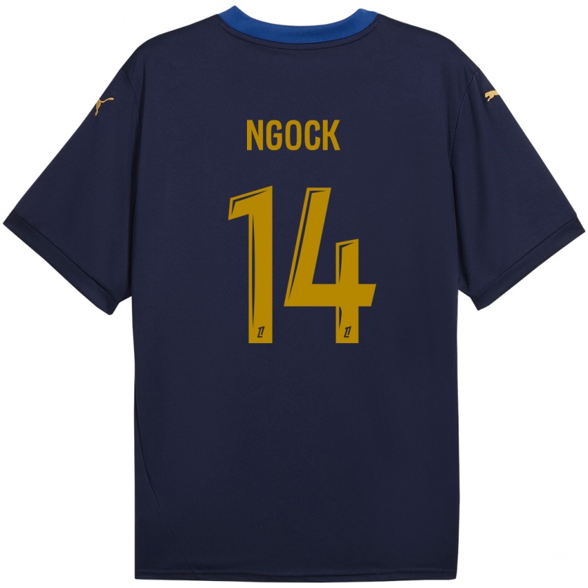 Niño Camiseta Monique Ngock #14 Azul Marino Dorado 2ª Equipación 2024/25 La Camisa