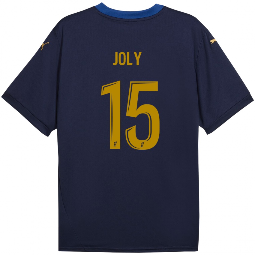 Niño Camiseta Lou-Ann Joly #15 Azul Marino Dorado 2ª Equipación 2024/25 La Camisa