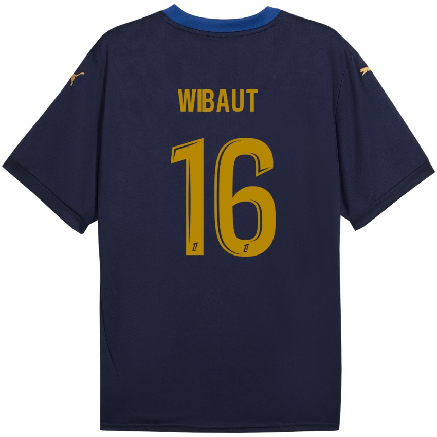 Niño Camiseta Clara Wibaut #16 Azul Marino Dorado 2ª Equipación 2024/25 La Camisa