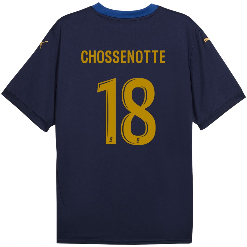 Niño Camiseta Shana Chossenotte #18 Azul Marino Dorado 2ª Equipación 2024/25 La Camisa