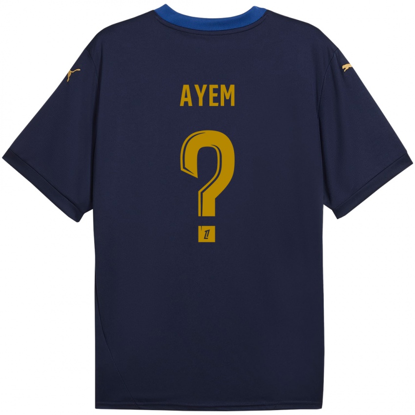 Niño Camiseta Grégory Ayem #0 Azul Marino Dorado 2ª Equipación 2024/25 La Camisa