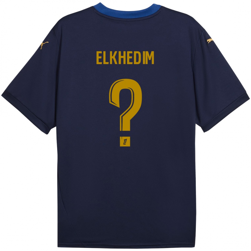 Niño Camiseta Abdenoor Elkhedim #0 Azul Marino Dorado 2ª Equipación 2024/25 La Camisa