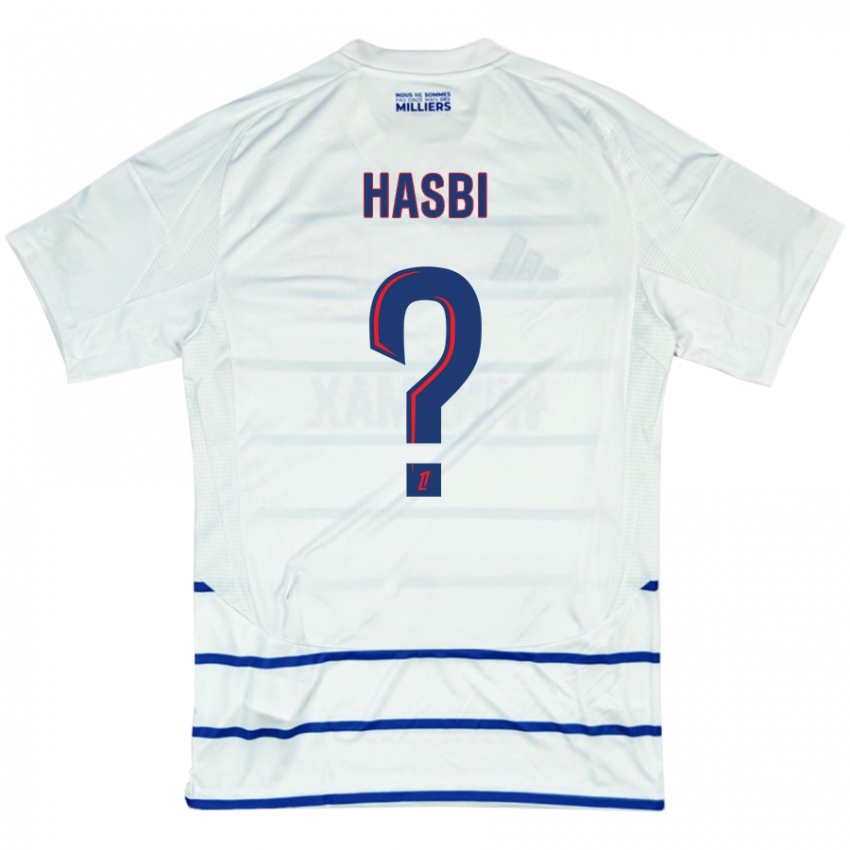 Niño Camiseta Walid Hasbi #0 Blanco Azul 2ª Equipación 2024/25 La Camisa