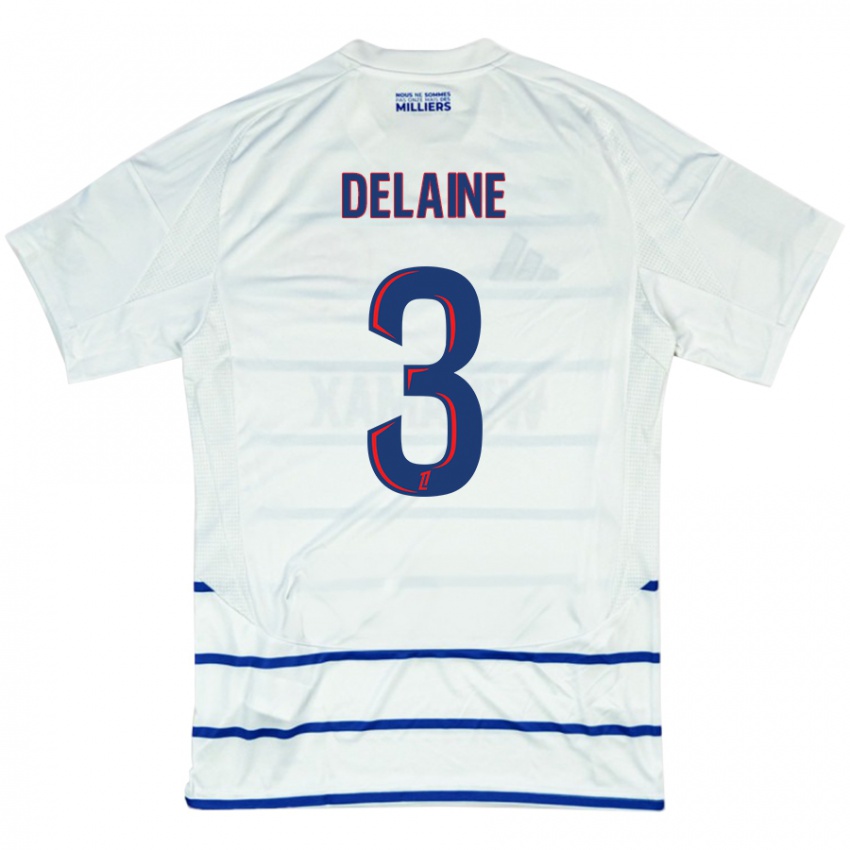 Niño Camiseta Thomas Delaine #3 Blanco Azul 2ª Equipación 2024/25 La Camisa