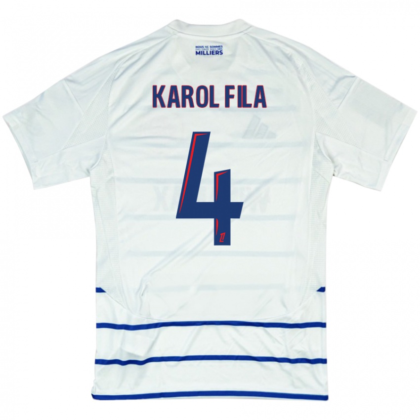 Niño Camiseta Karol Fila #4 Blanco Azul 2ª Equipación 2024/25 La Camisa