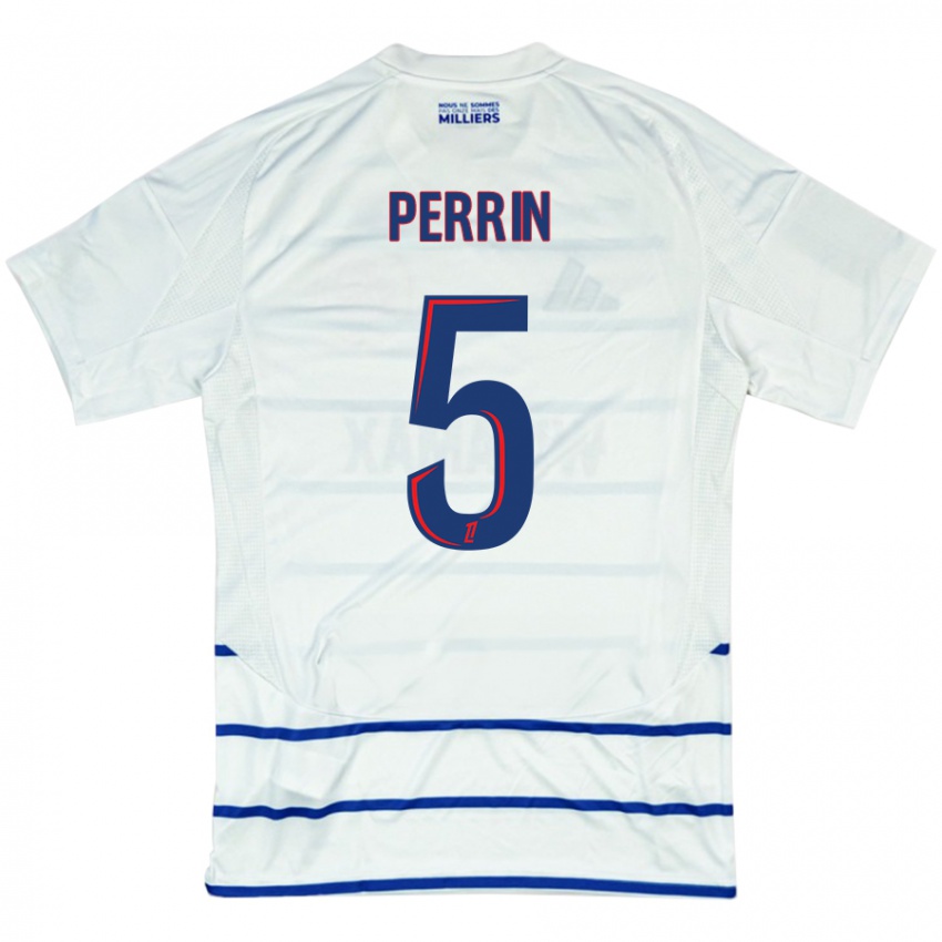 Niño Camiseta Lucas Perrin #5 Blanco Azul 2ª Equipación 2024/25 La Camisa