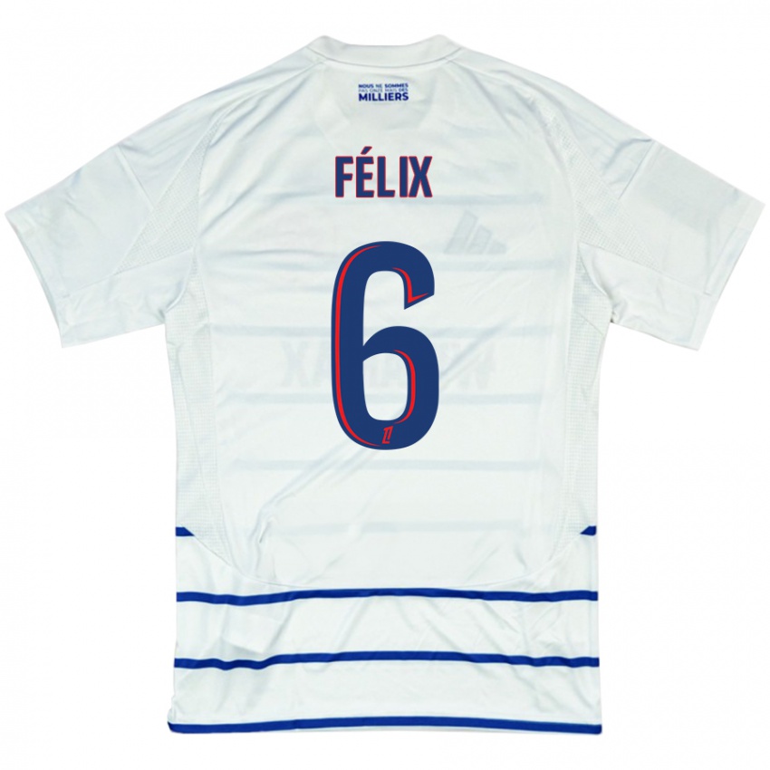 Niño Camiseta Félix Lemaréchal #6 Blanco Azul 2ª Equipación 2024/25 La Camisa