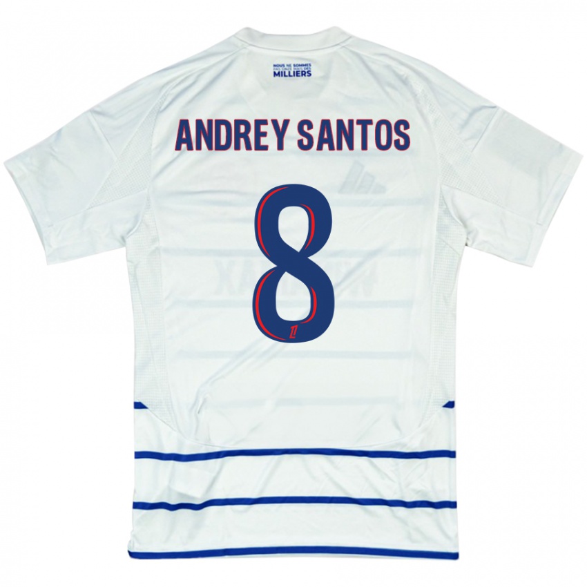 Niño Camiseta Andrey Santos #8 Blanco Azul 2ª Equipación 2024/25 La Camisa