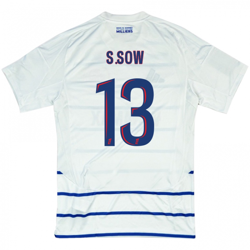 Niño Camiseta Saïdou Sow #13 Blanco Azul 2ª Equipación 2024/25 La Camisa