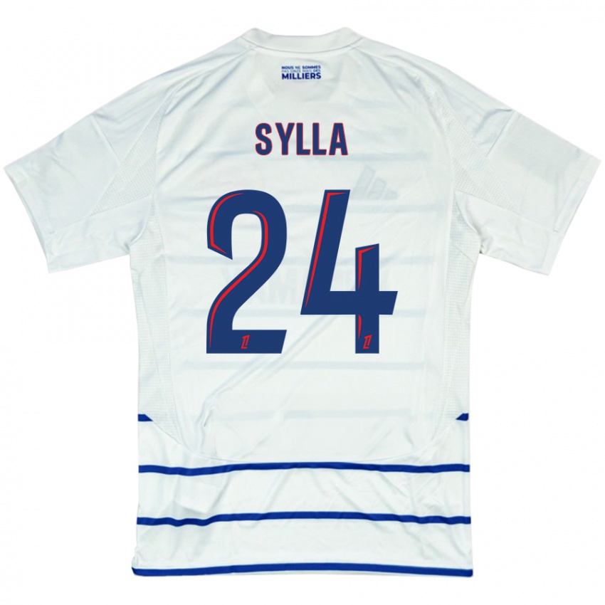 Niño Camiseta Abakar Sylla #24 Blanco Azul 2ª Equipación 2024/25 La Camisa