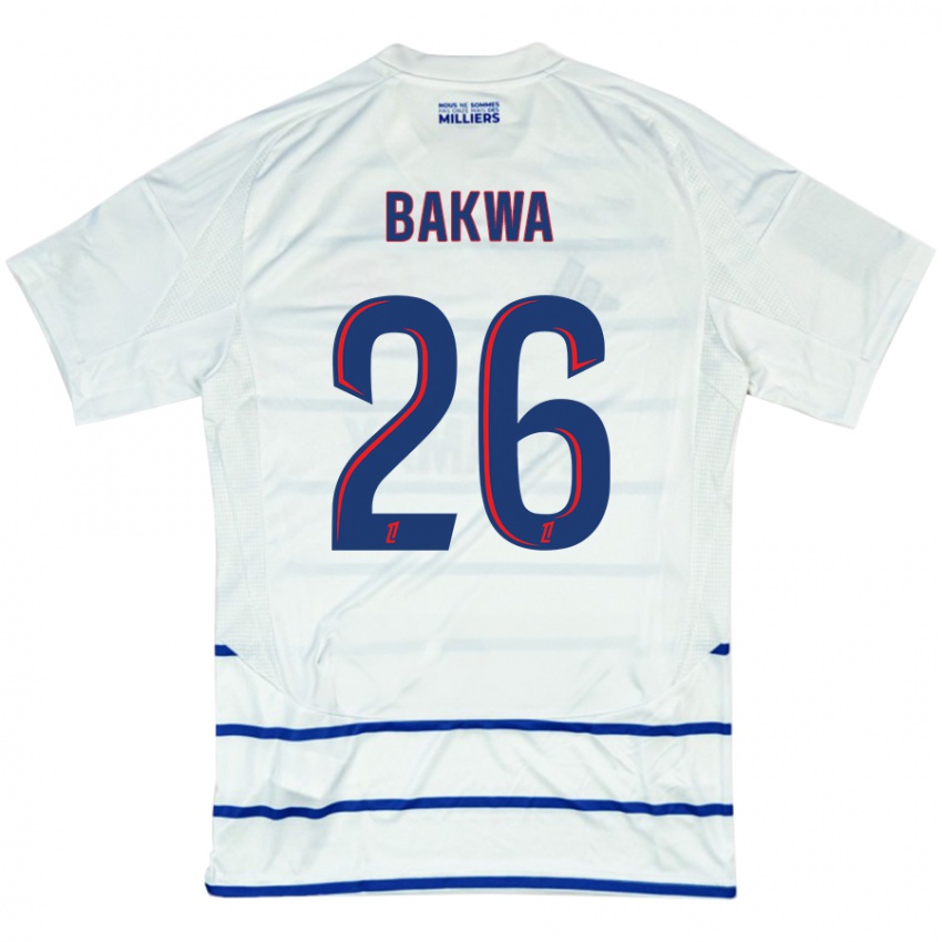 Niño Camiseta Dilane Bakwa #26 Blanco Azul 2ª Equipación 2024/25 La Camisa