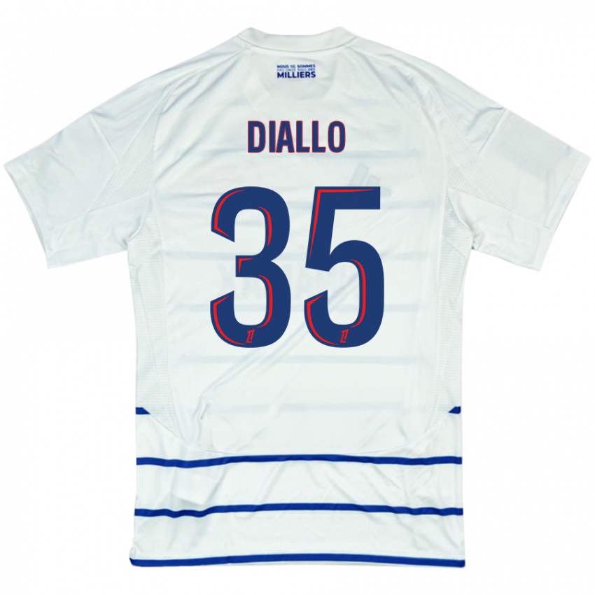 Niño Camiseta Tidiane Diallo #35 Blanco Azul 2ª Equipación 2024/25 La Camisa