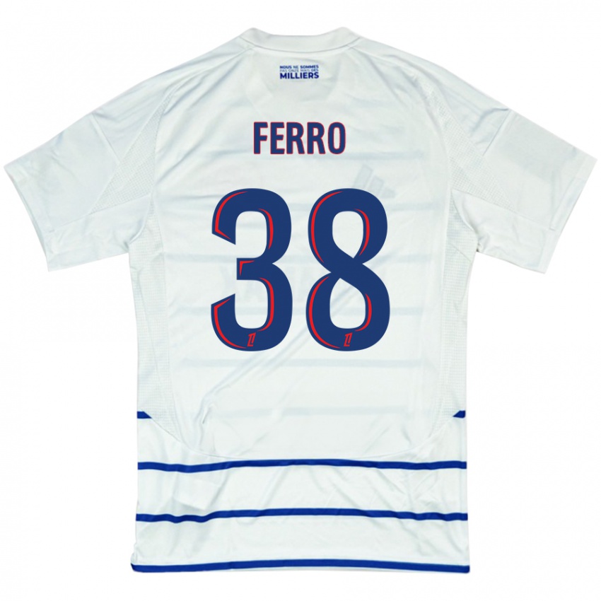 Niño Camiseta Nolan Ferro #38 Blanco Azul 2ª Equipación 2024/25 La Camisa