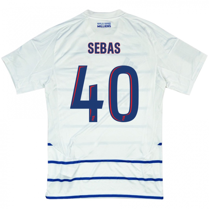 Niño Camiseta Jérémy Sebas #40 Blanco Azul 2ª Equipación 2024/25 La Camisa